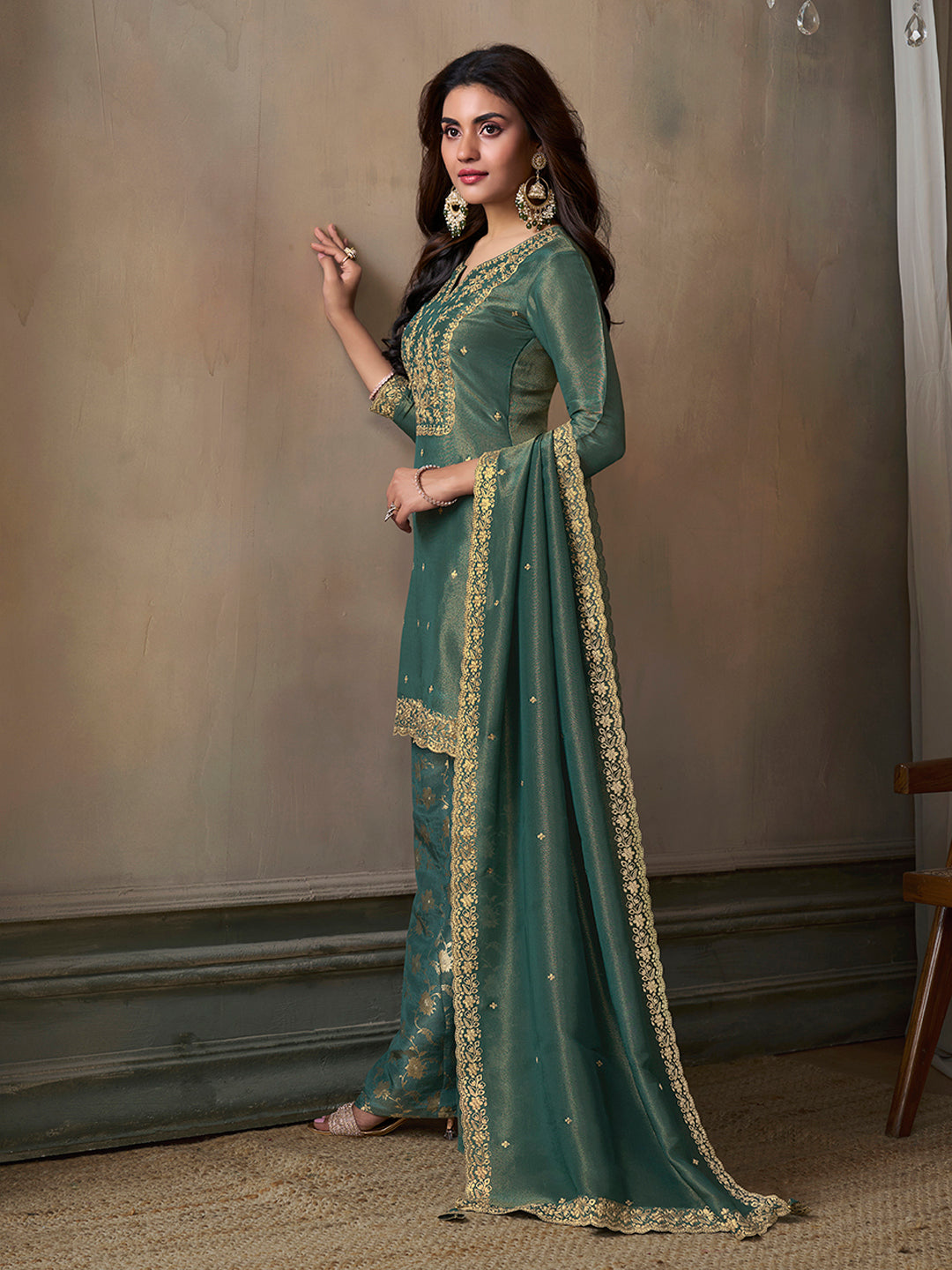 green sharara dress Fiori Sage Green Sharara Set