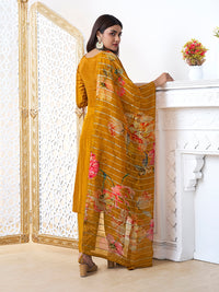 Mustard Yellow Dola Ethnic Motifs Jacquard Kurta Suit Set