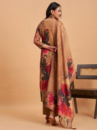 Women's Mustard Blend Embellished Kurta With Trouser And Dupatta