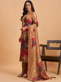 Women's Mustard Blend Embellished Kurta With Trouser And Dupatta