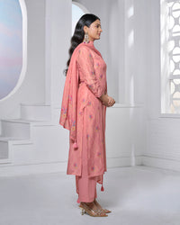 Prach Printed With Lace Work Straight Kurta With Dyed Trousers And Printed Dupatta