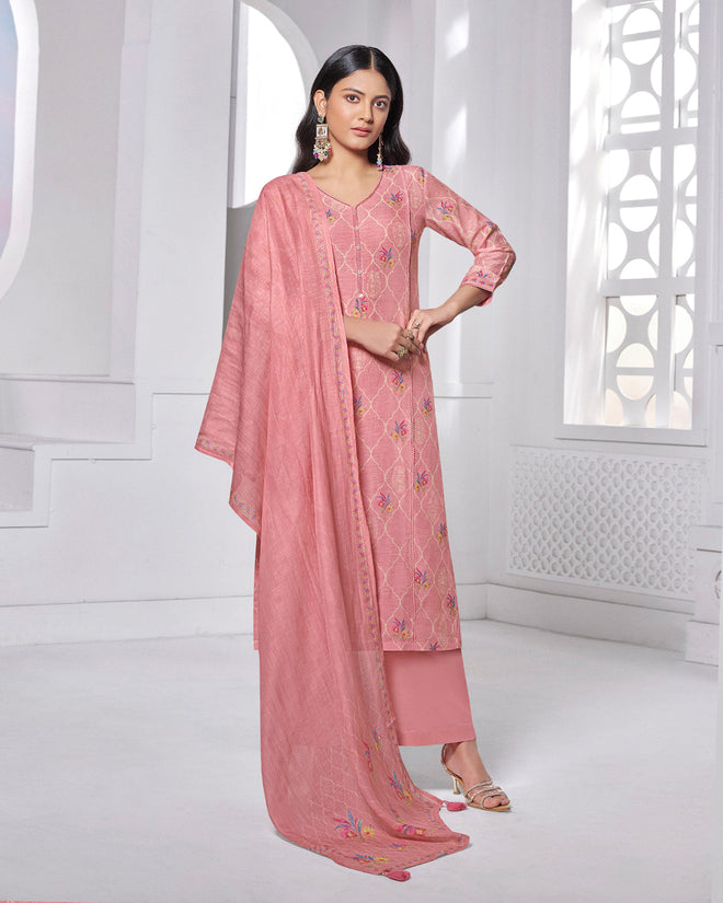 Prach Printed With Lace Work Straight Kurta With Dyed Trousers And Printed Dupatta