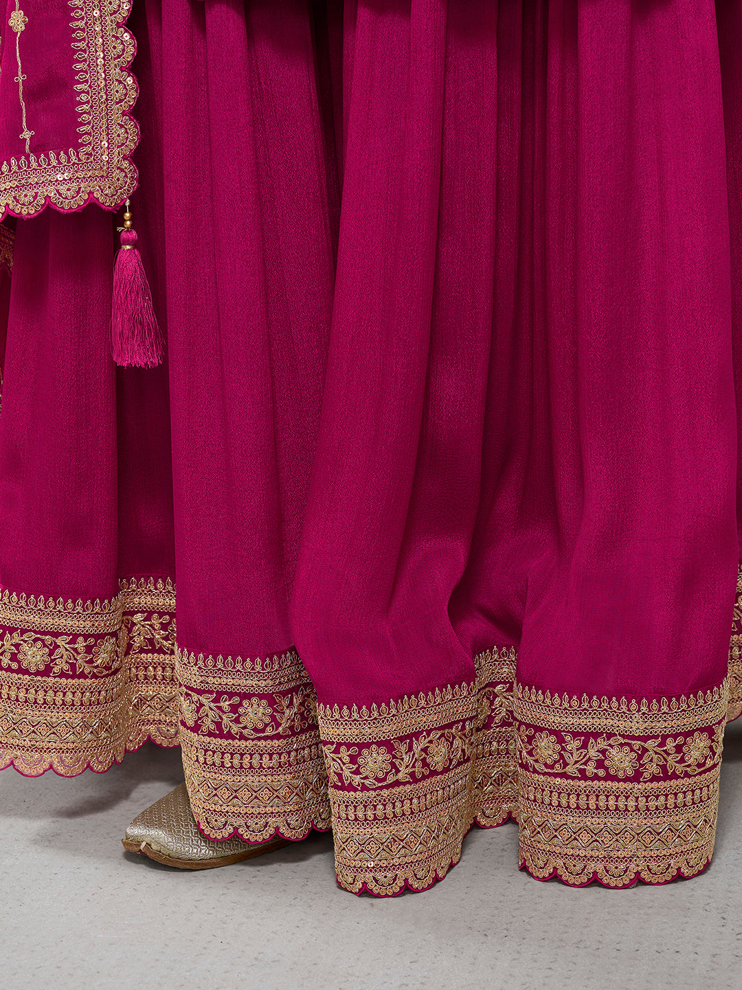 Magenta Jacquard with Embroidery Sharara Suit Set Product vendor
