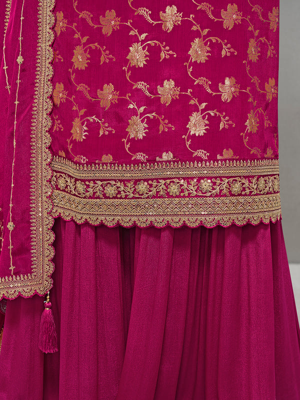Magenta Jacquard with Embroidery Sharara Suit Set Product vendor