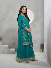 Rama Green Jacquard with Embroidery Sharara Suit Set Product vendor