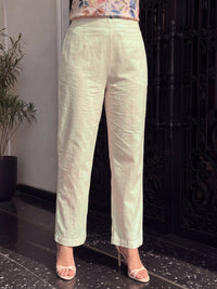 Women's Light Peach Linen Embellished Kurta with Trouser and Dupatta