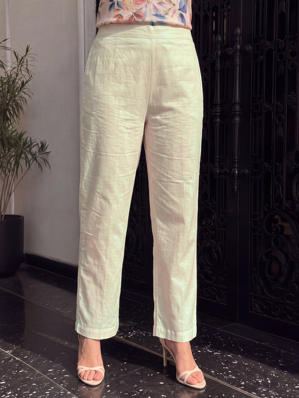 Women's Light Peach Linen Kurta with Trouser and Dupatta
