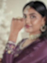 Purple Multi Colour Floral Thread & Embroidered Sharara Suit Set