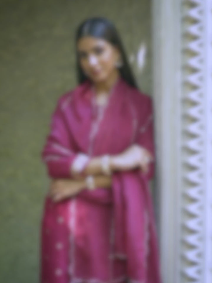 Light Wine Exquisite Placement Weaving Kurta Suit Set