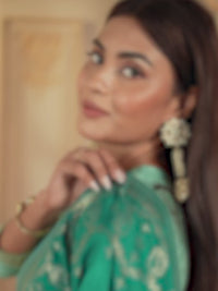 Sea Green Meena Keri Design Jacquard Kurta Suit Set