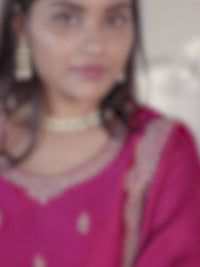 Rani Pink Designer Top Adorned with Exquisite Embroidered Palazzo Suit Set