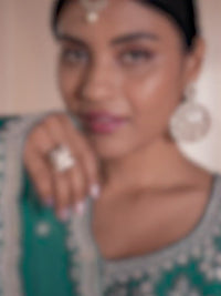 Turquoise Floral Pattern, Thread and Sequins Embroidered Sharara Suit Set