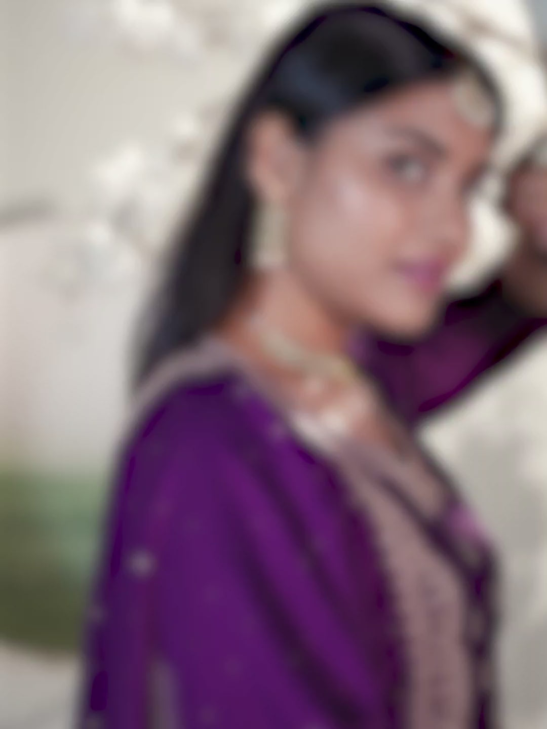 Purple Designer Top Adorned with Exquisite Embroidered Palazzo Suit Set