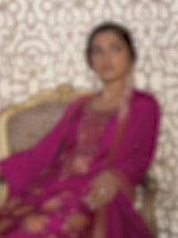 Hot Pink Printed Sharara Suit With Floral Digital Dola Jacquard